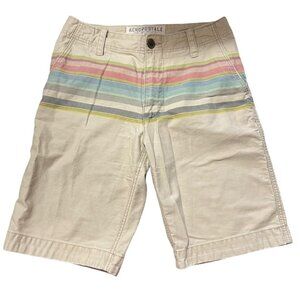 Aeropostale Men's Khaki Colorful Stripe Pockets Cargo Shorts Size Waist 30